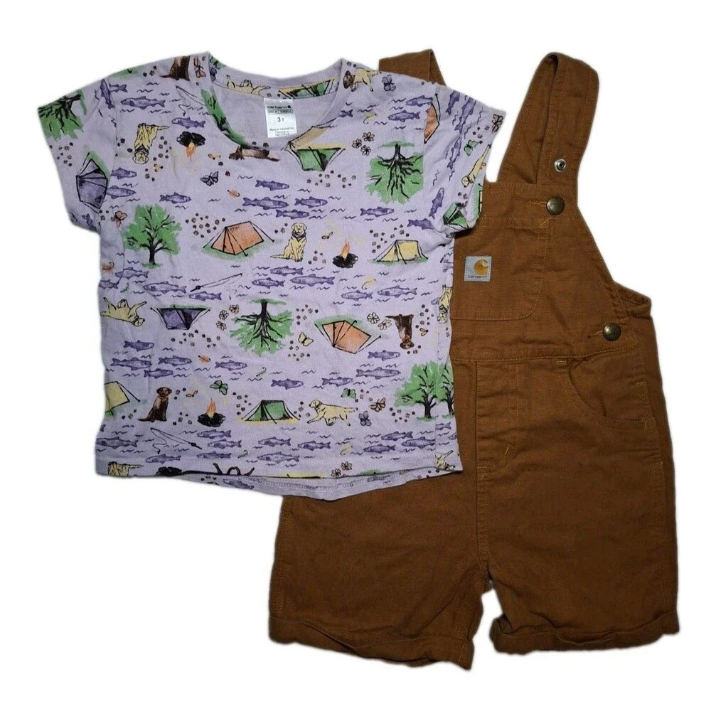 Carhartt 3T Set Of Overalls Shorts And Matching Shirt